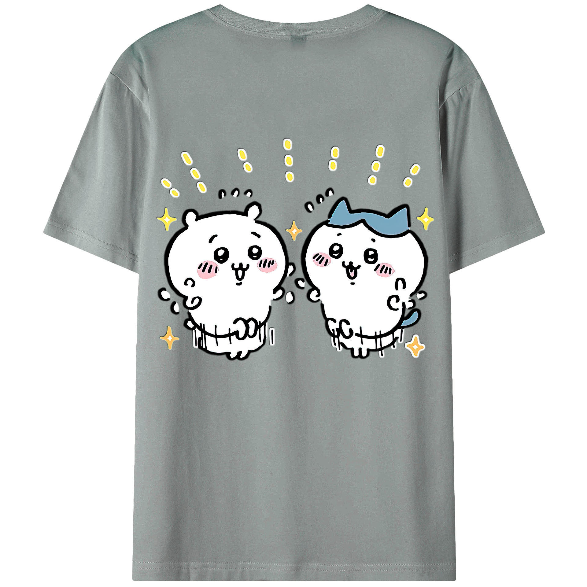（画像用） ちいかわ ハチワレ Chii-kawa hachiware 綿100％ メンズ半袖Tシャツ（バックプリント） 通気性